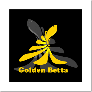 Golden Betta Fish Illustration Posters and Art